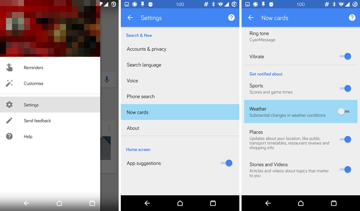 Disable Weather Alerts/notifications From Google Assistant/now