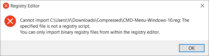 [fix] Cannot Import Reg File: The Specified File Is Not A Registry Script