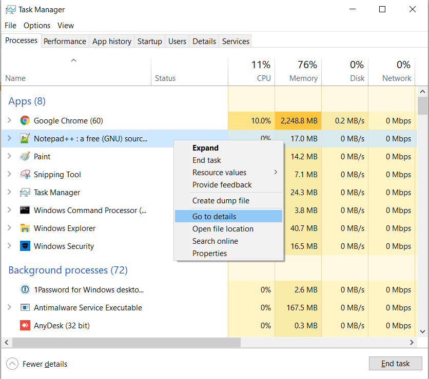 Copy Process Details From Windows Task Manager To The Clipboard Copy Process Details From Windows Task Manager To The Clipboard