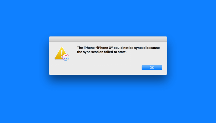 sync session failed to start 1 - How to Fix Device could not be Synced or 'sync session failed to start' issue How To Fix Device Could Not Be Synced Or ‘sync Session Failed To Start’ Issue