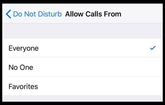 Allow Calls from Everyone for Do Not Disturb - iPhone Incoming Calls Go To Voicemail Without Ringing? Try these tips. Allow Calls from Everyone for Do Not Disturb