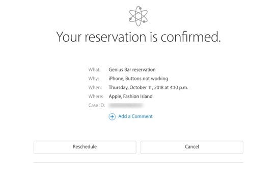 Apple Store Reservation Confirmed 1