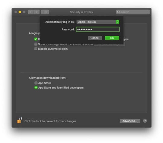 automatic login for user in security and privacy on Mac 540x474 1 - Guide to Disable the Login Password on Mac automatic login for user in security and privacy on Mac 540x474 1