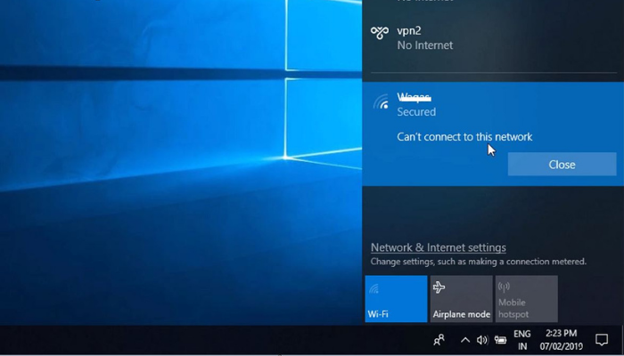 cant connect to this network windows 10