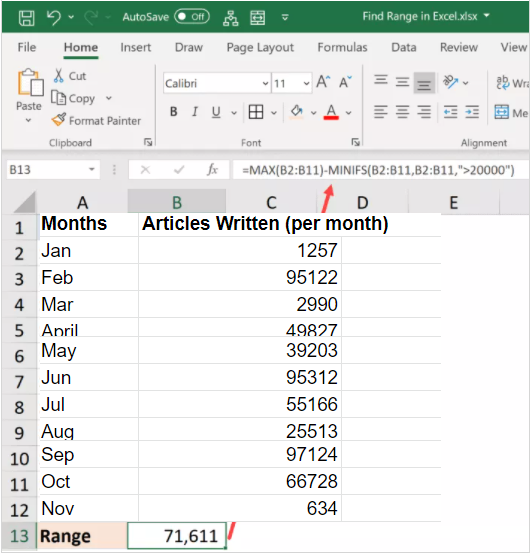 How To Calculate Range In Excel