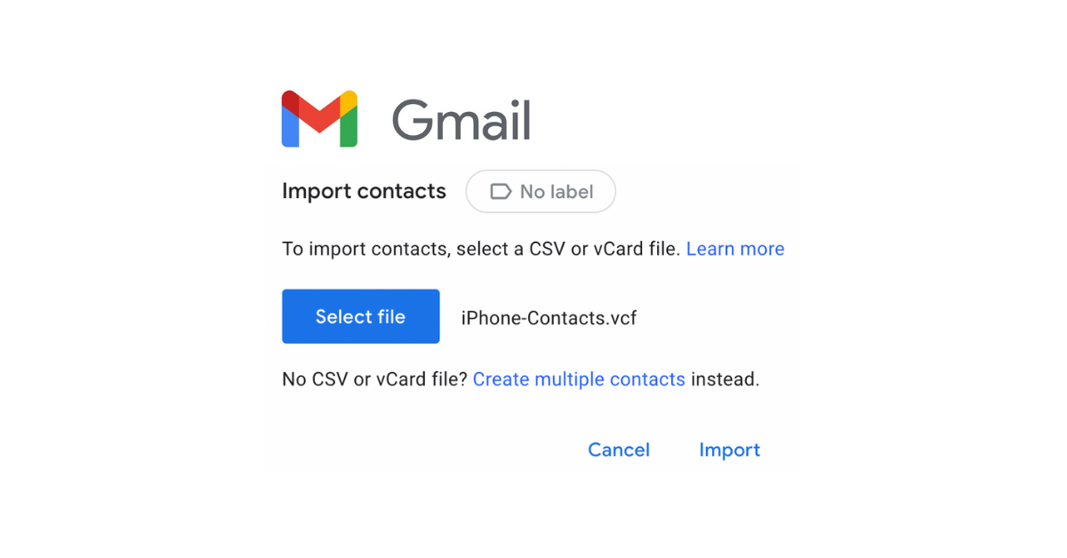Import iPhone Contacts GMail