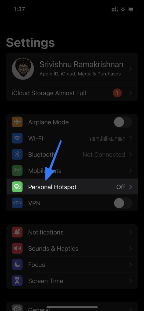 View iPhone WiFi Password Hotspot 1