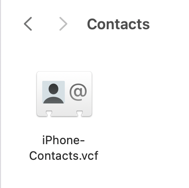 iPhone Contacts in VCF Format