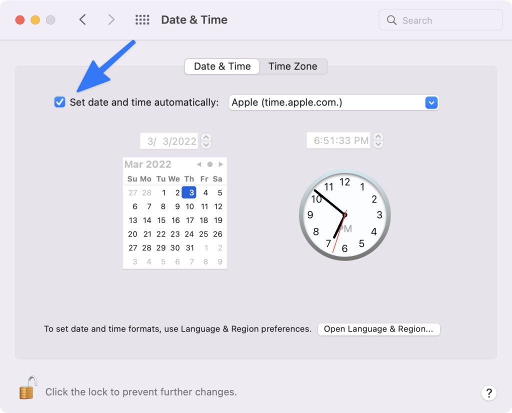 Mac Date and Time Settings 1 - Fix: This Connection is Not Private in Safari Mac Mac Date and Time Settings 1