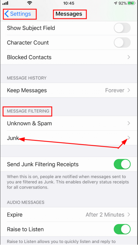 Report Junk on iMessage 2