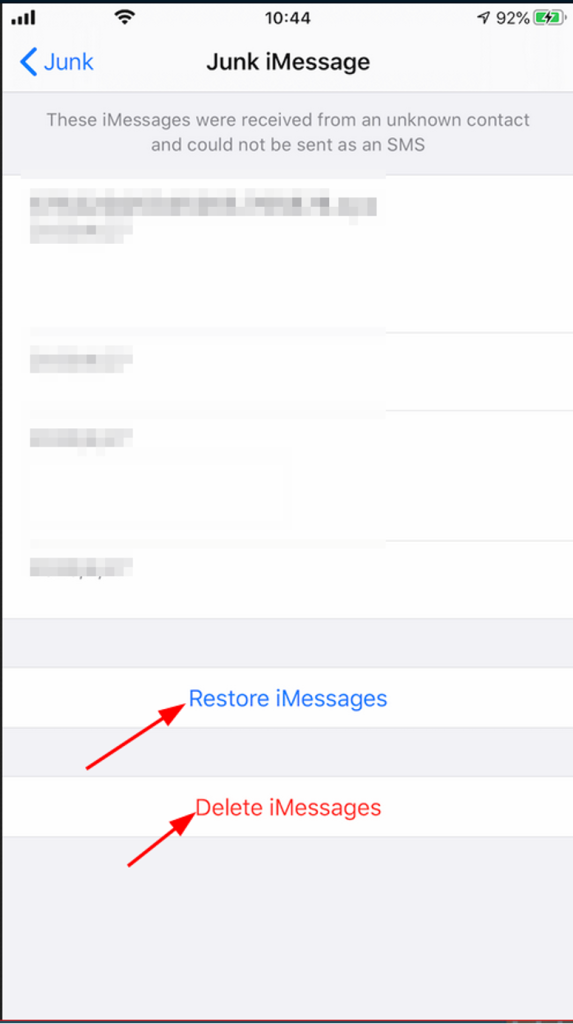 Report Junk on iMessage 4