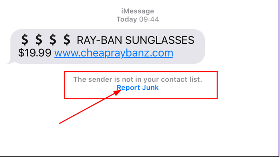 Report Junk on iMessage