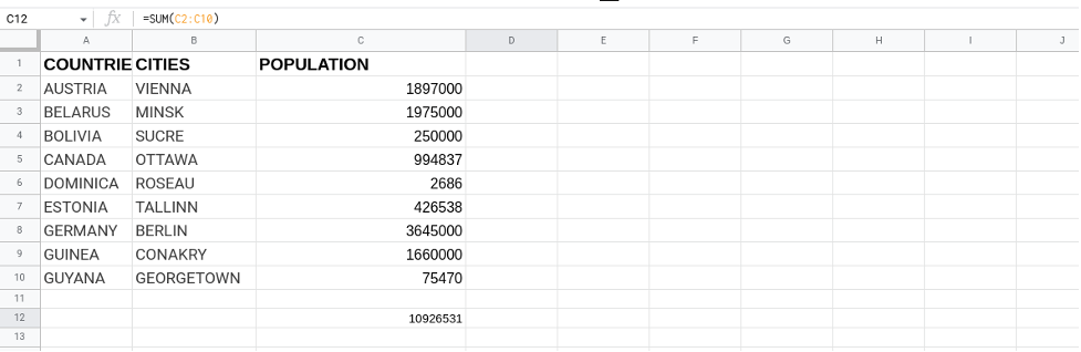 Total of Column Google Sheets SUM Function 10 - How to Total a Column in Google Sheets using SUM Function Total of Column Google Sheets SUM Function 10