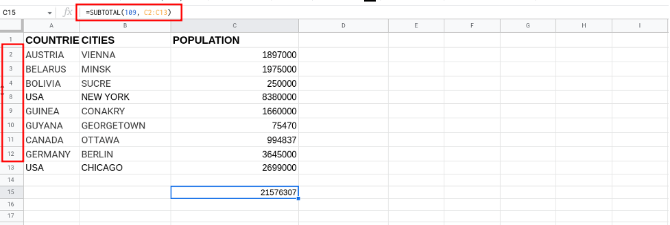 Total of Column Google Sheets SUM Function 21