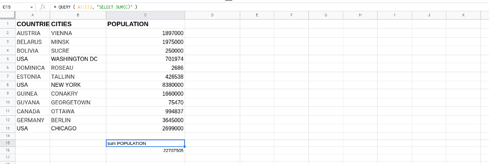 Total of Column Google Sheets SUM Function 28