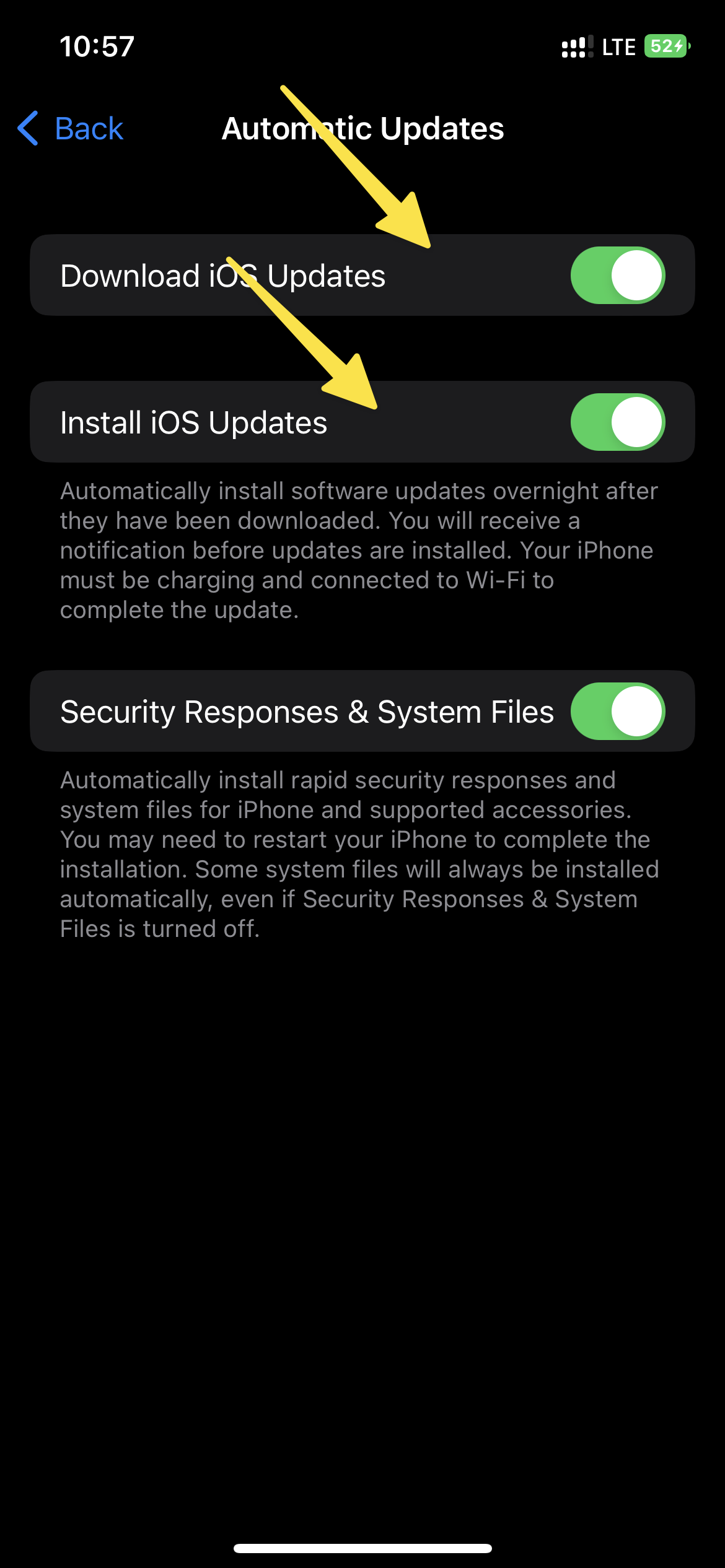 iPhone Disable Automatic Updates