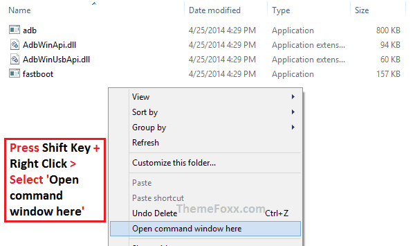 Boot TWRP Custom Recovery Open Command Window