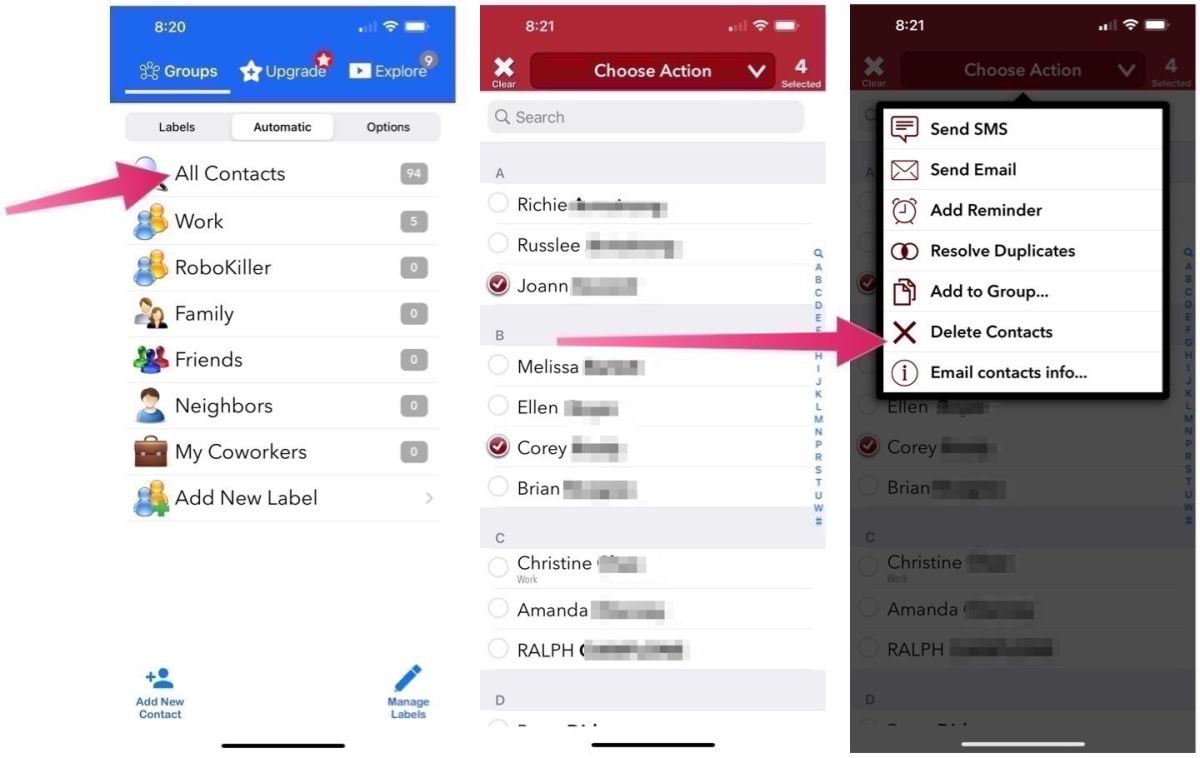 Delete Multiple Contacts on iPhone via Groups App 3