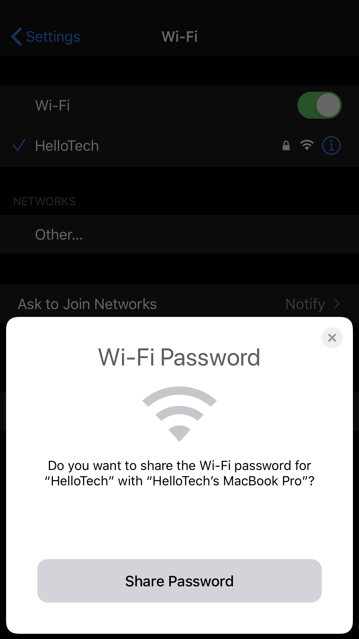 share wifi on iPhone3
