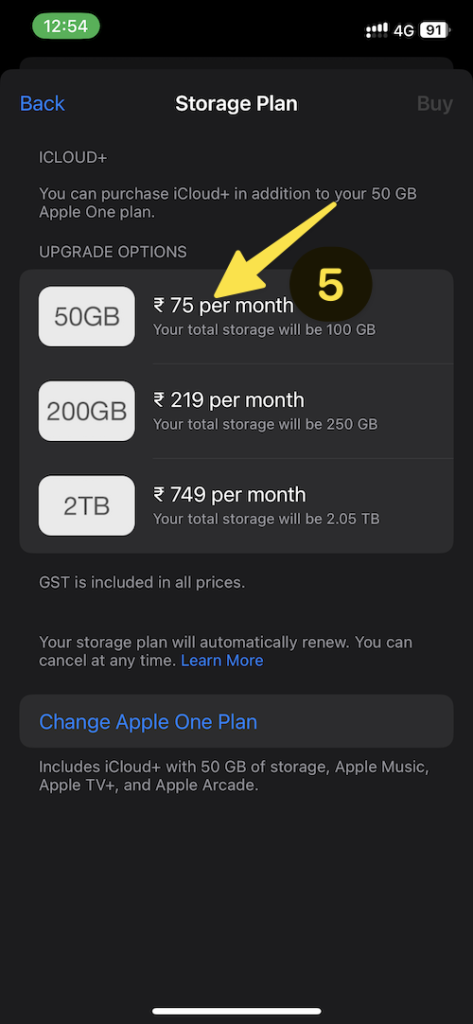 Buy Storage on an iPhone 5