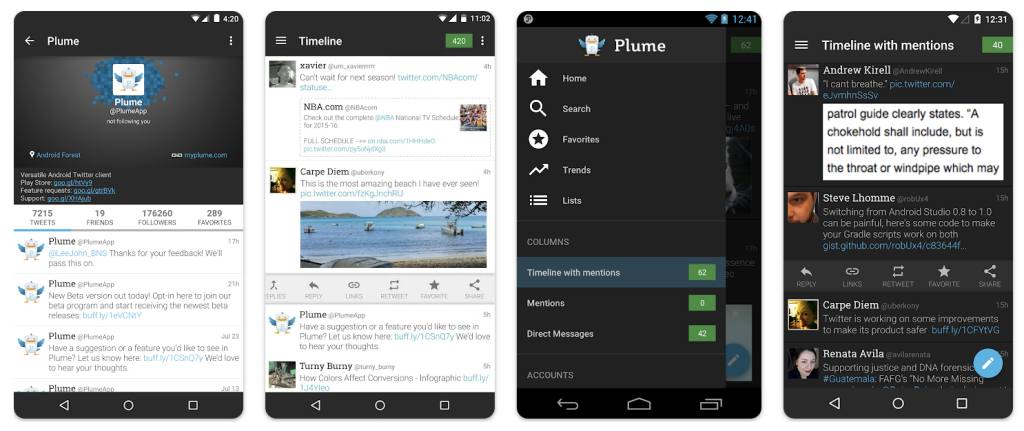 Twitter App Alternatives for Android Plume for Twitter